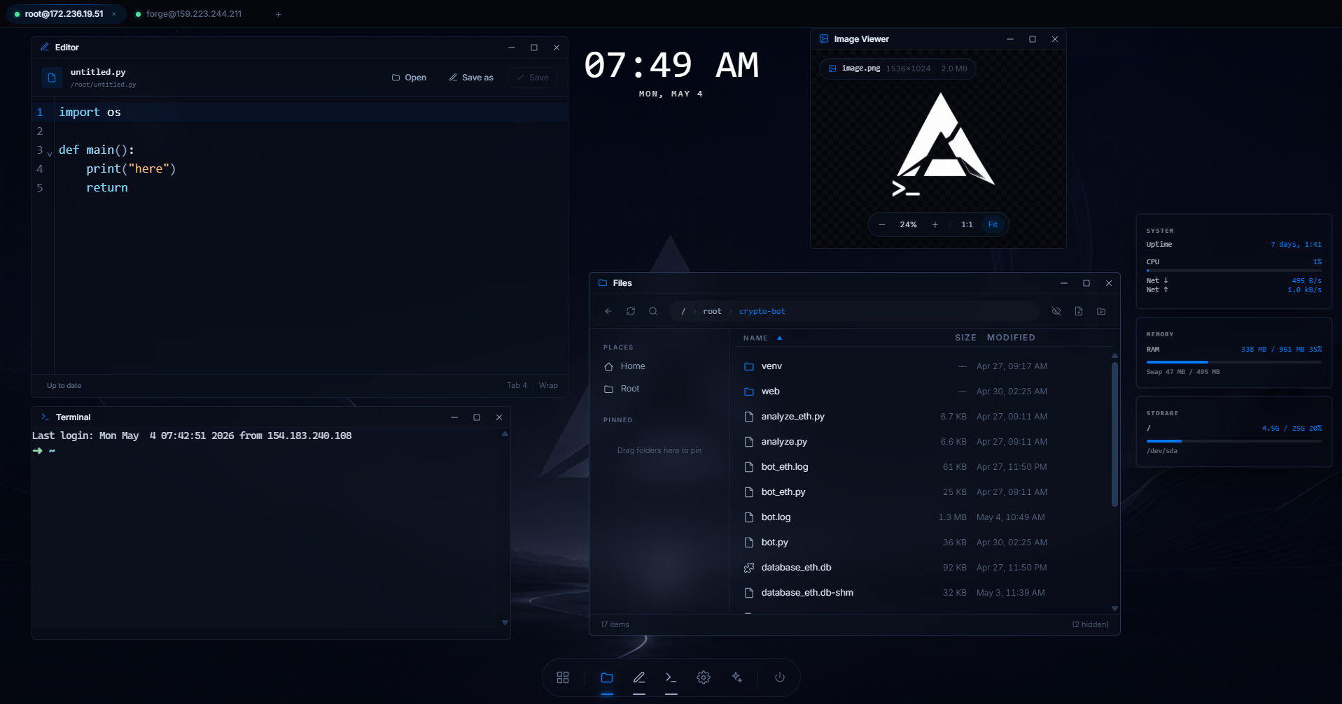 Axion SSH desktop screenshot